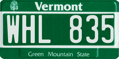 VT license plate WHL835