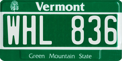 VT license plate WHL836