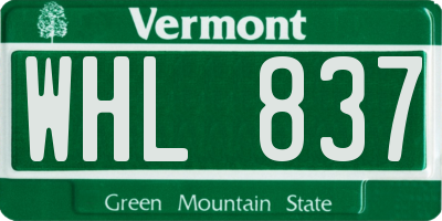VT license plate WHL837