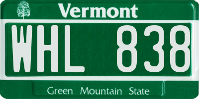 VT license plate WHL838