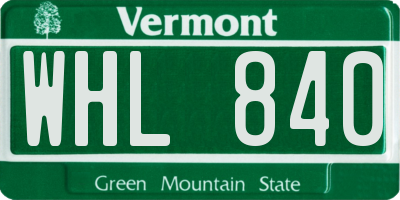 VT license plate WHL840