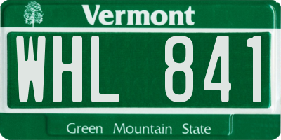 VT license plate WHL841
