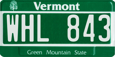 VT license plate WHL843