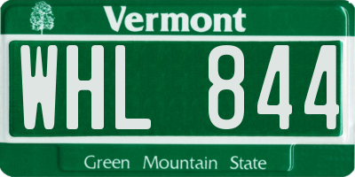 VT license plate WHL844
