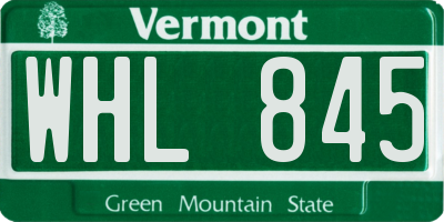 VT license plate WHL845