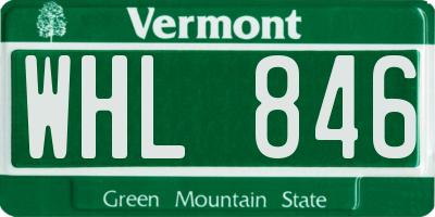 VT license plate WHL846
