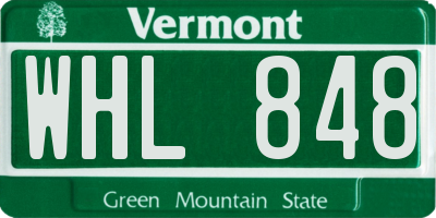 VT license plate WHL848