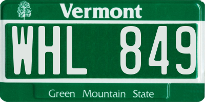 VT license plate WHL849