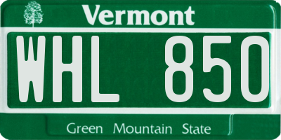 VT license plate WHL850
