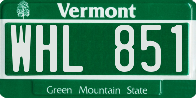 VT license plate WHL851