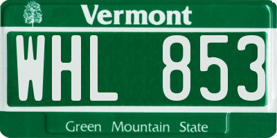 VT license plate WHL853