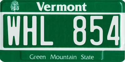 VT license plate WHL854