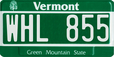 VT license plate WHL855