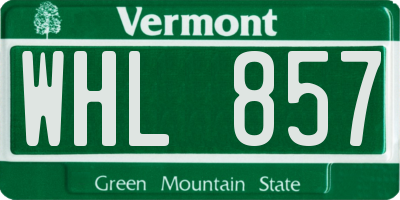 VT license plate WHL857