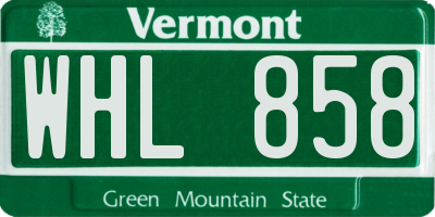 VT license plate WHL858
