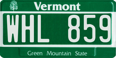 VT license plate WHL859