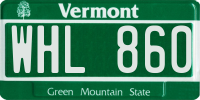 VT license plate WHL860