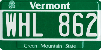 VT license plate WHL862