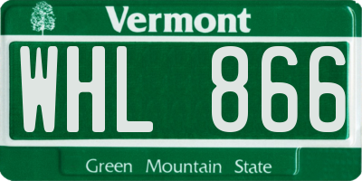 VT license plate WHL866
