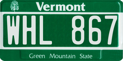 VT license plate WHL867