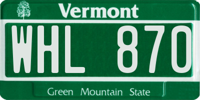 VT license plate WHL870