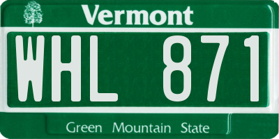 VT license plate WHL871