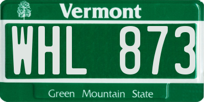 VT license plate WHL873