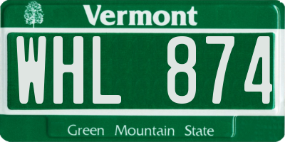 VT license plate WHL874