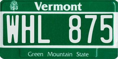 VT license plate WHL875