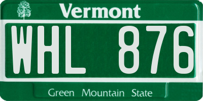 VT license plate WHL876