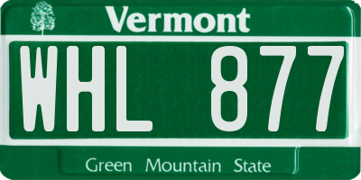 VT license plate WHL877