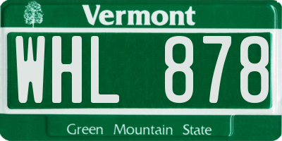 VT license plate WHL878