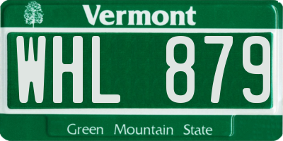 VT license plate WHL879