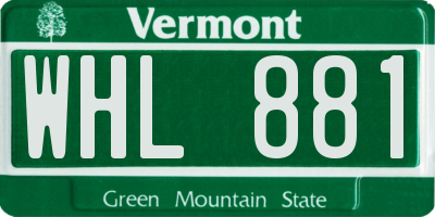 VT license plate WHL881