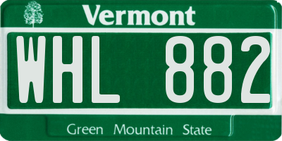 VT license plate WHL882
