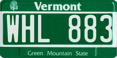 VT license plate WHL883