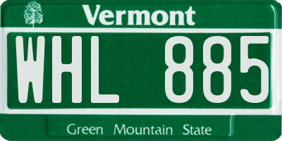 VT license plate WHL885