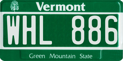 VT license plate WHL886