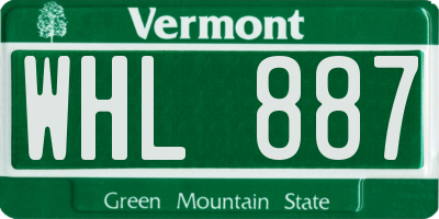VT license plate WHL887