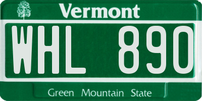 VT license plate WHL890
