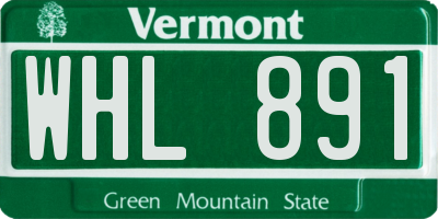 VT license plate WHL891