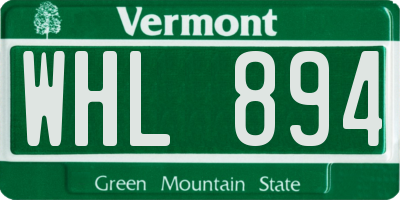 VT license plate WHL894
