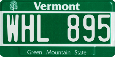VT license plate WHL895
