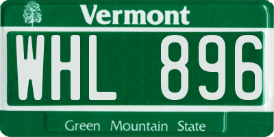 VT license plate WHL896