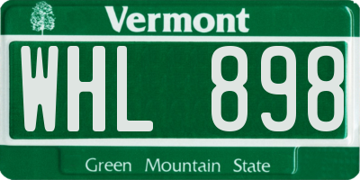 VT license plate WHL898