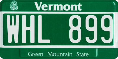 VT license plate WHL899