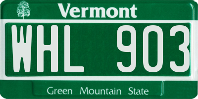 VT license plate WHL903