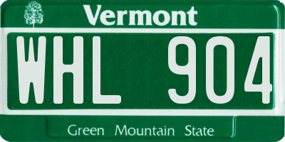 VT license plate WHL904