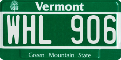 VT license plate WHL906