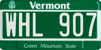VT license plate WHL907